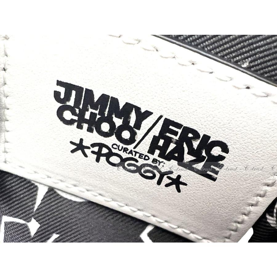 L926.. JIMMY CHOO ERIC HAZE ジミーチュウ エリックヘイズ コラボ チャーム バッグ BAG 小物入れ エナメル ロゴ 新品 ★ ホワイト_7