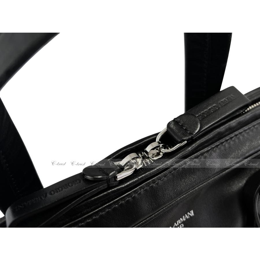 M077.. GIORGIO ARMANI ジョルジオ アルマーニ ビジネス バッグ BAG ストラップ ショルダー 羊革 レザー イタリア製 新品 ★ 80001 ブラックの画像