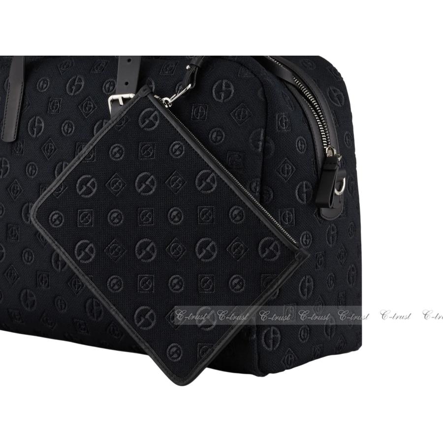 M080.. GIORGIO ARMANI ジョルジオ アルマーニ ボストン バッグ BAG トラベル ストラップ オールオーバー イタリア製 ★ 80001 ブラック | GIORGIO ARMANI | 02