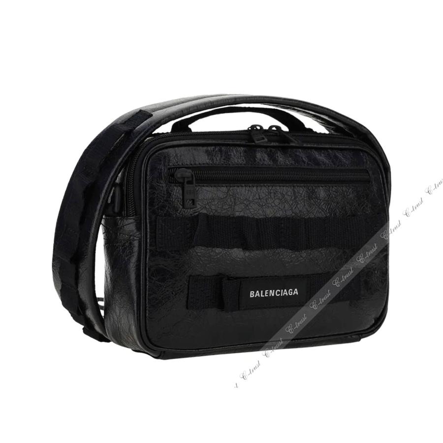 M124.. BALENCIAGA バレンシアガ ショルダーバッグ ARMY POUCH アーミー ポーチ クロスボディ BAG ロゴ イタリア製 新品 ★ 1000 ブラックの画像