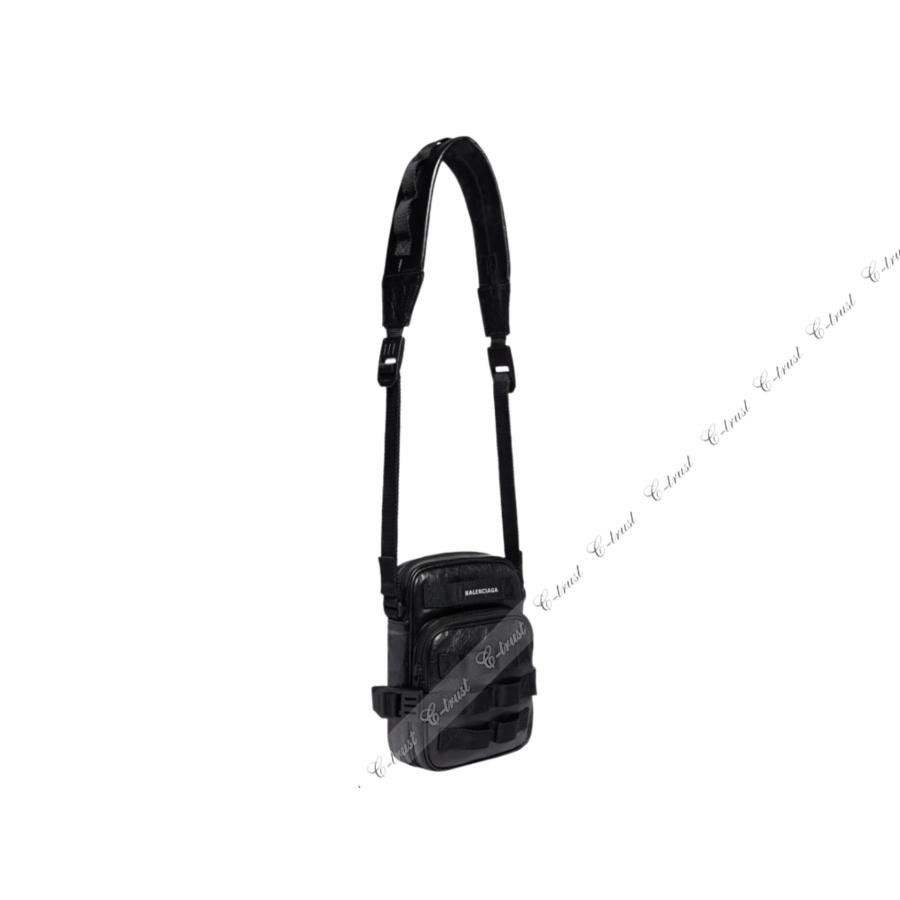 M125.. BALENCIAGA バレンシアガ ショルダーバッグ ARMY アーミー ポーチ クロスボディ BAG レザー ロゴ イタリア製 新品 ★ 1000 ブラックの画像