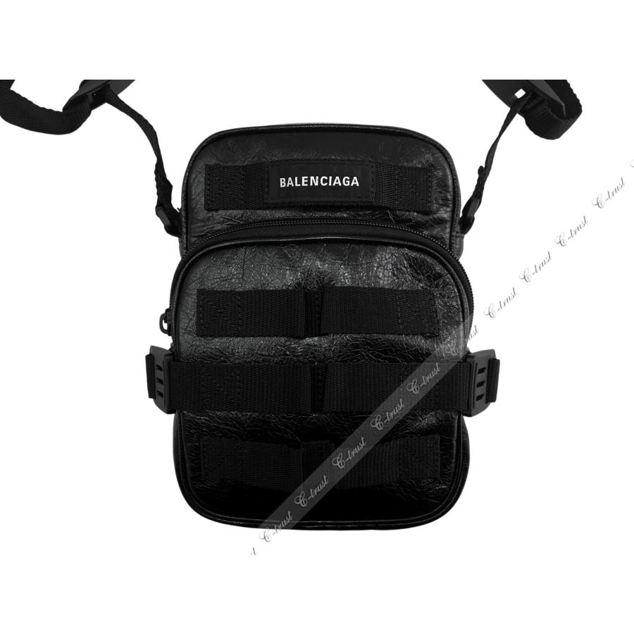 M125.. BALENCIAGA バレンシアガ ショルダーバッグ ARMY アーミー ポーチ クロスボディ BAG レザー ロゴ イタリア製 新品 ★ 1000 ブラックの画像