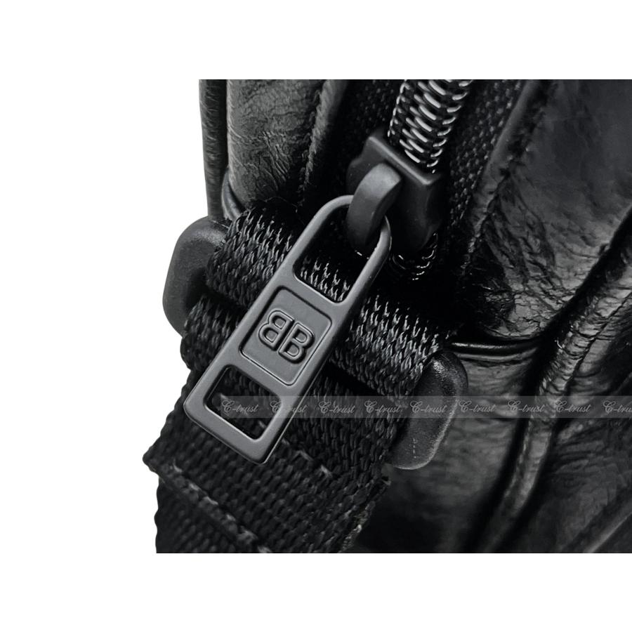 M125.. BALENCIAGA バレンシアガ ショルダーバッグ ARMY アーミー ポーチ クロスボディ BAG レザー ロゴ イタリア製 新品 ★ 1000 ブラックの画像