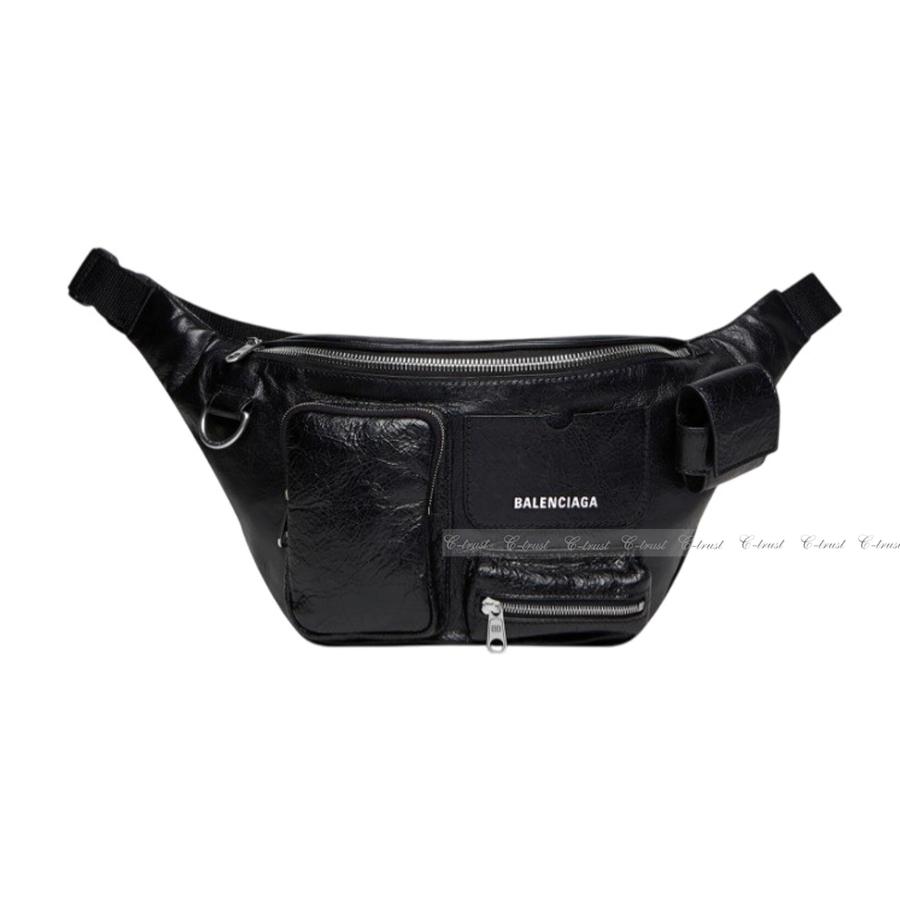 M152.. BALENCIAGA バレンシアガ BAG ベルト バッグ SUPERBUSY BELTBACK ショルダー マルチジップ カーフ イタリア製 新品 ★ 1000 ブラックの画像