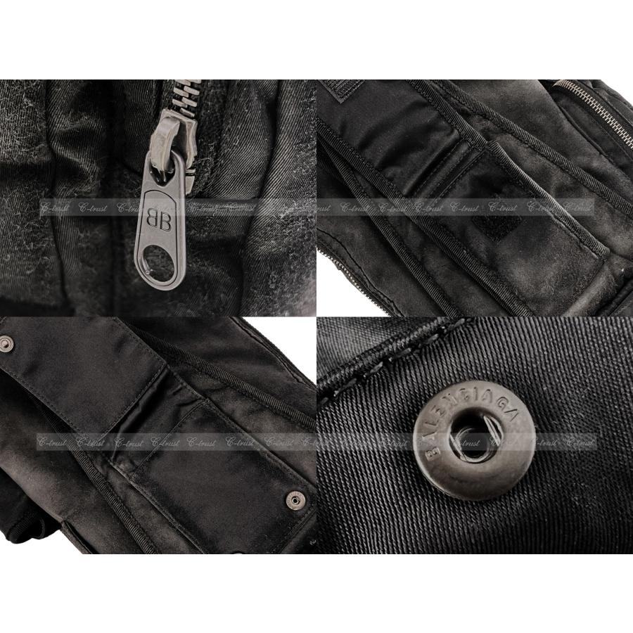 155.. BALENCIAGA バレンシアガ BAG SUPERBUSY スリング バッグ ショルダー ナイロン DISTRESSED USED 加工 イタリア製 新品 ★ 1000 ブラックの画像