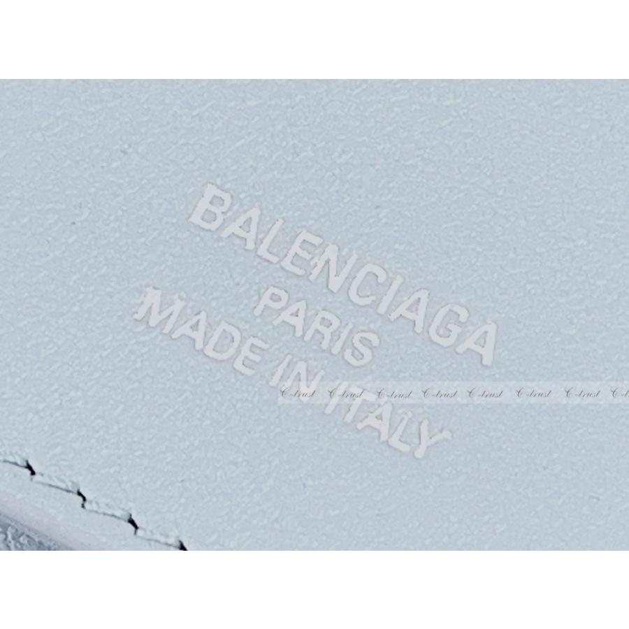 M180.. BALENCIAGA バレンシアガ 財布 ENVELOPE FLAP CARD HOLDER カードケース 名刺入れ カーフ ロゴ 新品 ★ 4799 ASH BLUE + NACRE_4