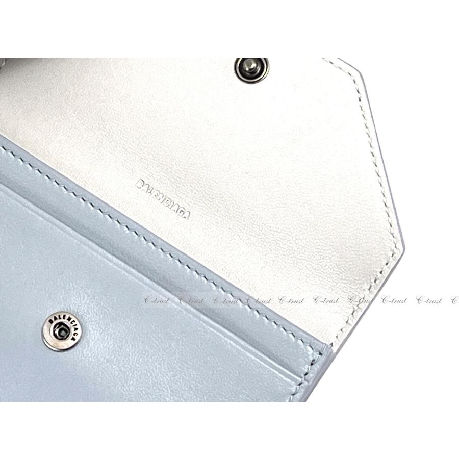 M180.. BALENCIAGA バレンシアガ 財布 ENVELOPE FLAP CARD HOLDER カードケース 名刺入れ カーフ ロゴ 新品 ★ 4799 ASH BLUE + NACRE_5