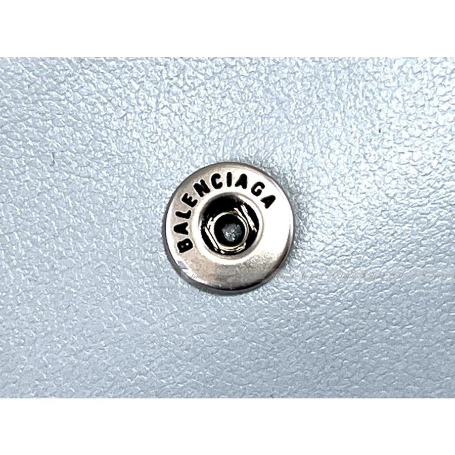 M180.. BALENCIAGA バレンシアガ 財布 ENVELOPE FLAP CARD HOLDER カードケース 名刺入れ カーフ ロゴ 新品 ★ 4799 ASH BLUE + NACRE_6