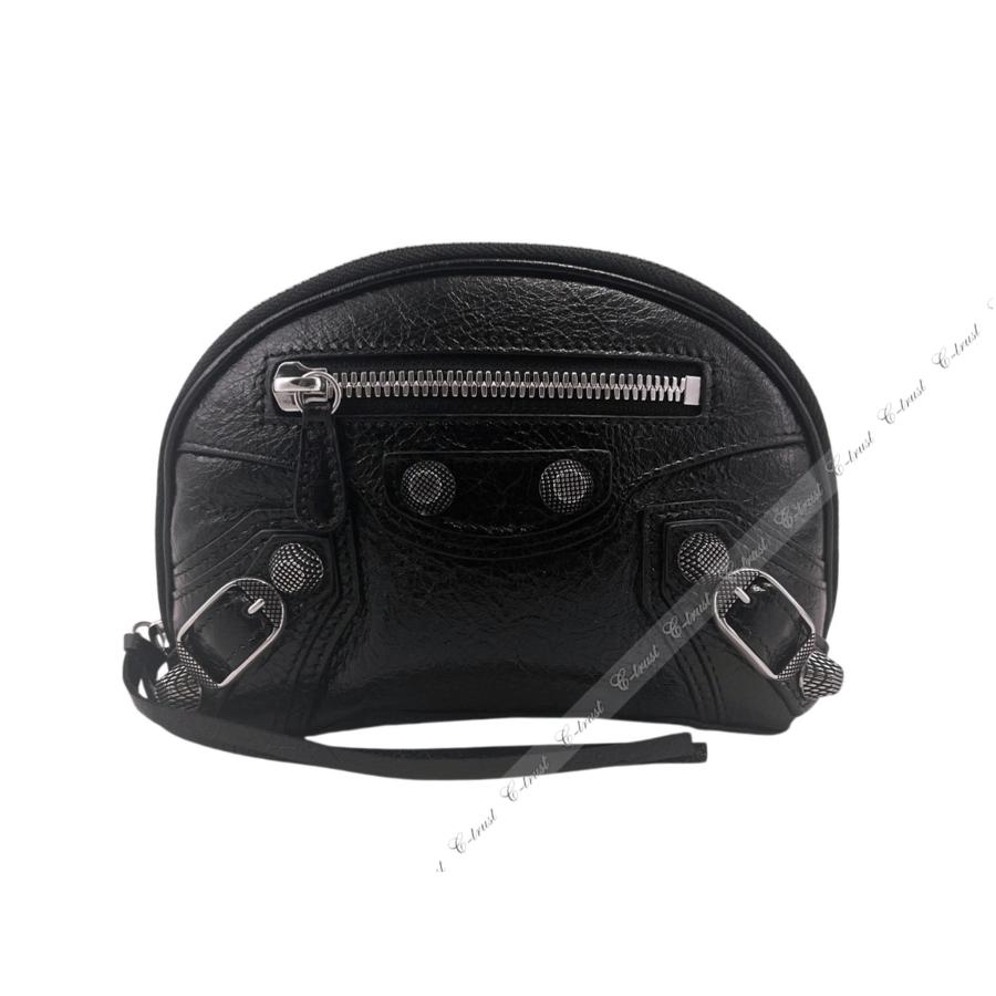 M185.. BALENCIAGA バレンシアガ ポーチ バッグ BAG LE CAGOLE COSMETIC XS ラム レザー ロゴ イタリア製 新品 ★ 1000 ブラック