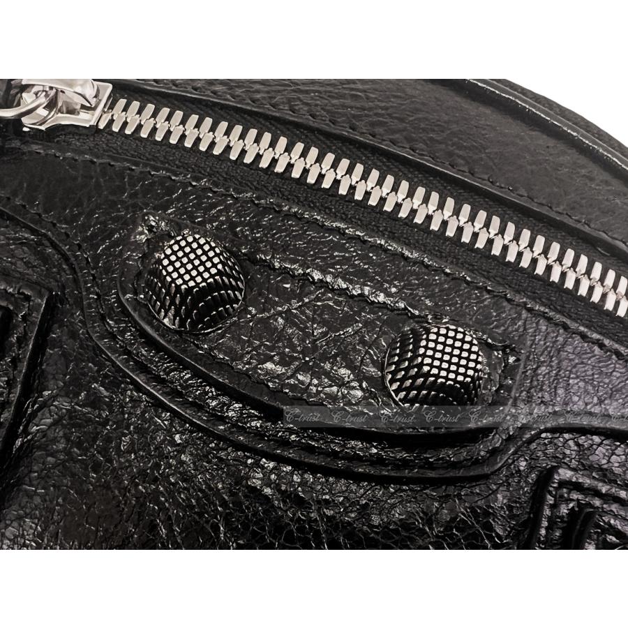 M185.. BALENCIAGA バレンシアガ ポーチ バッグ BAG LE CAGOLE COSMETIC XS ラム レザー ロゴ イタリア製 新品 ★ 1000 ブラック