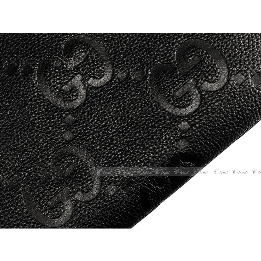 M235.. GUCCI グッチ BAG バッグ ドキュメント ケース PIUMA GG JUMBO クラッチ ポーチ カーフ レザー ロゴ イタリア製 新品 ★ 1000 BLACKの画像