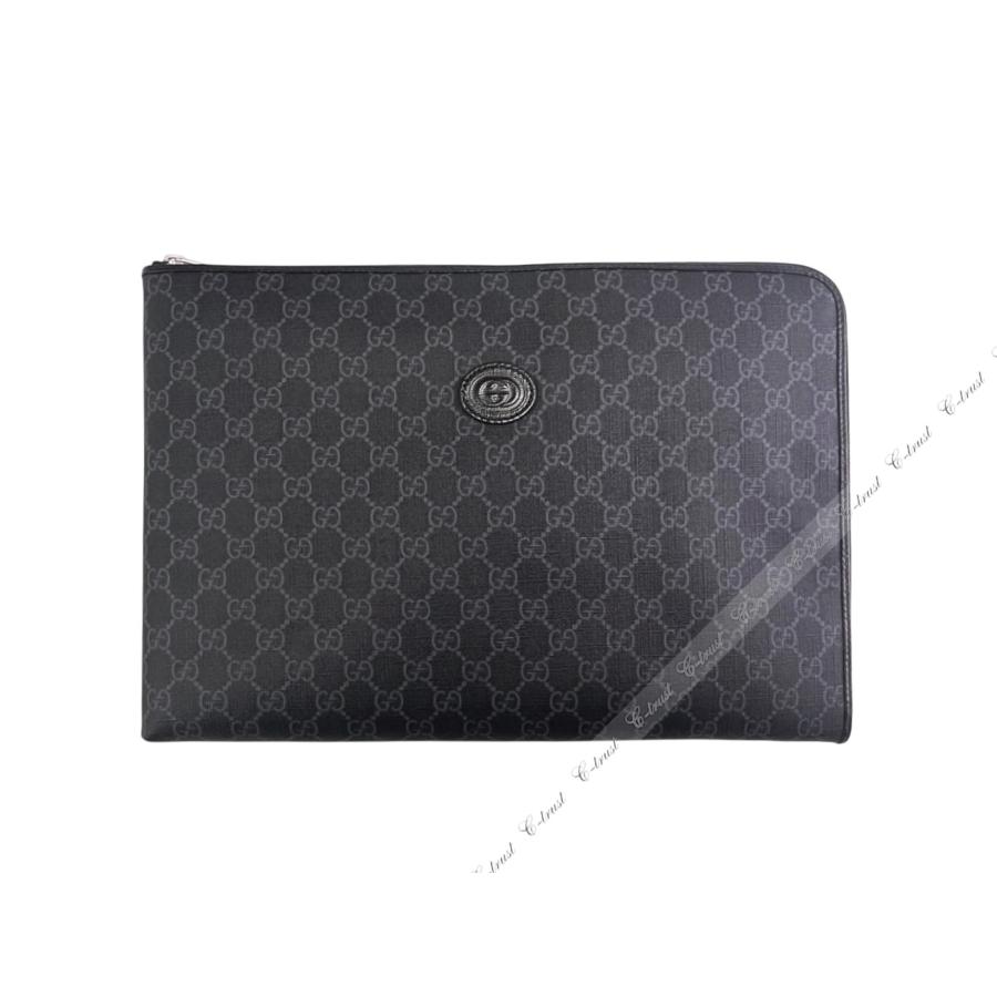 M237.. GUCCI グッチ BAG バッグ ドキュメントケース インターロッキング クラッチ ポーチ ビジネスケース ロゴ イタリア製 新品 ★ 1000 BLACKの画像
