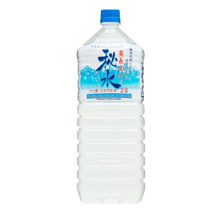 テクノス　奥長良川の秘水 2L×6本入（2ケース）ケイ素 名水 超軟水 非加熱常温充填ミネラルウォーター 水 国産 日本製 岐阜県産｜c-vision