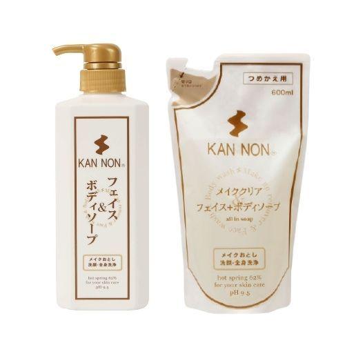観音温泉 フェイス＆ボディソープ 本体700ml＋詰替用600ml 温泉水 洗顔 