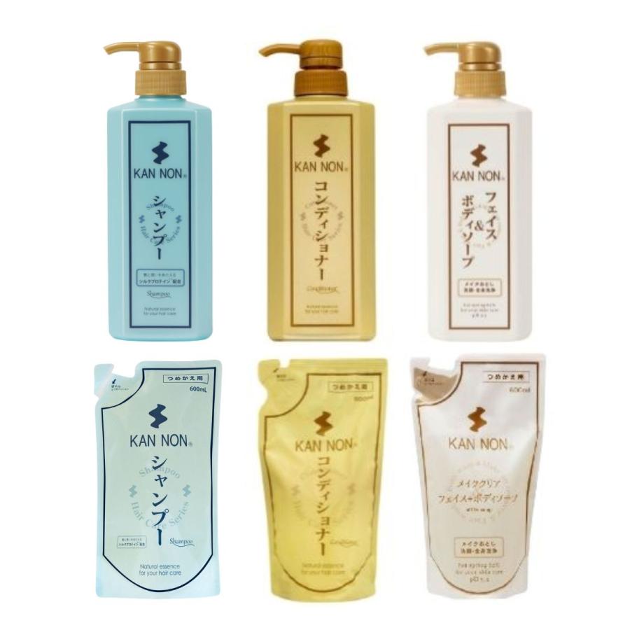 お得な観音温泉ヘア＆ボディケア6個セット シャンプー 700ml＋コンディショナー 700ml＋フェイス＆ボディソープ 700ml＋各詰替用600ml