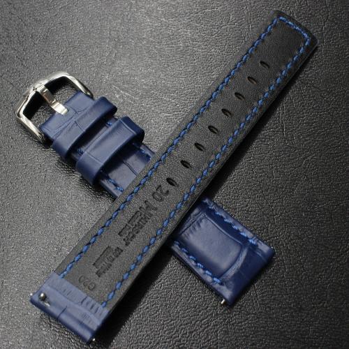 cro-1656 クロコダイル腕時計ベルト グロス仕上コバルトブルー ラグ幅20