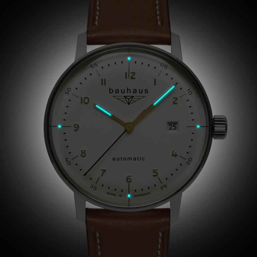 バウハウス 腕時計 BAUHAUS DESSAU 2064-1AT ホワイト 自動巻き ドイツ時計 送料無料の画像