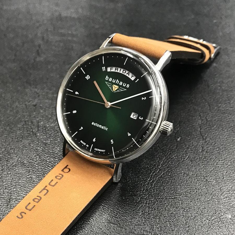 バウハウス 腕時計 BAUHAUS 2162-4AT ダークグリーン 自動巻き ドイツ 