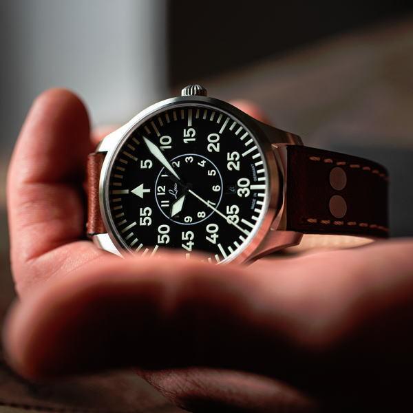 Laco ラコ パイロットウォッチ ブラック クォーツ Laco 862120.2 PILOT Frankfurt GMT Schwarz パイロット