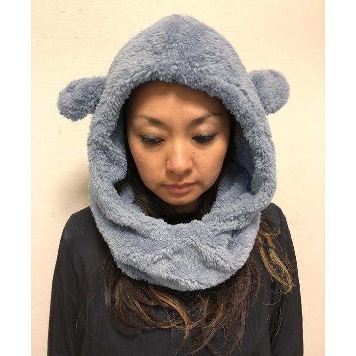 ネックウォーマー グレー ひつじに変身？！☆シープボア調フードネック