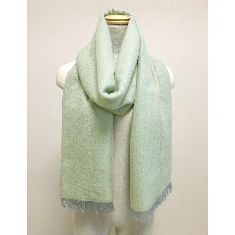 ストール ミントグリーン 繊細なレース模様と水玉のモチーフがきれいめ