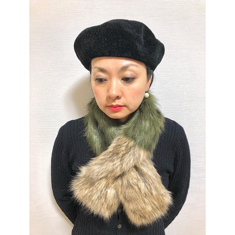 マフラー 艶やかで長めの毛足がリュクスな冬を連れてくる☆ツートン