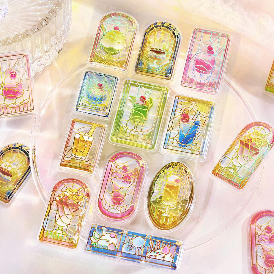 きゅるるんシール 立体シートシール 箔押しラメ シール交換 立体感