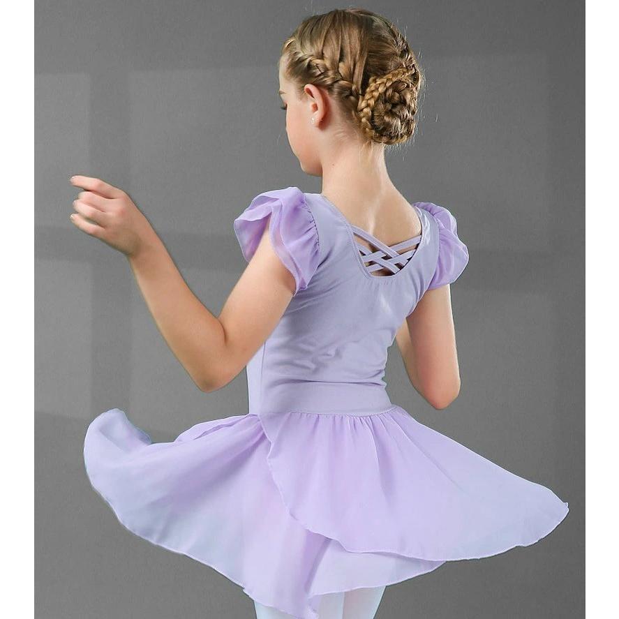 キッズ用バレエ レオタード ふりふり シフォンスカート スカート付き