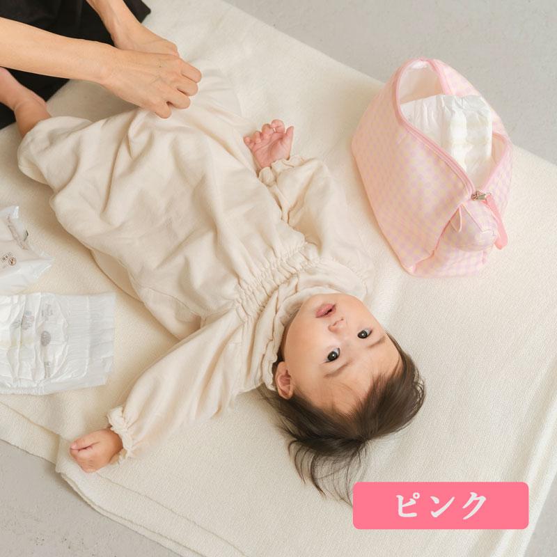 おむつポーチ ギンガムチェック アニマルモチーフ 赤ちゃん 男の子