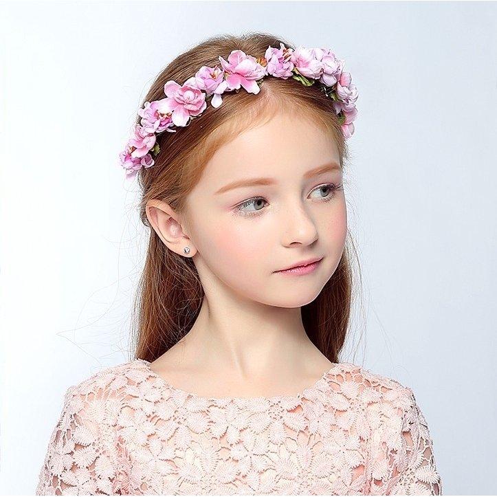 正式的 リングガール 花冠 女の子 カチューシャ ヘアアクセサリー リボン ヘッドドレス キッズ ティアラ 子供 花かんむり 結婚式 フラワーガール 髪飾り 子ども用ファッション小物
