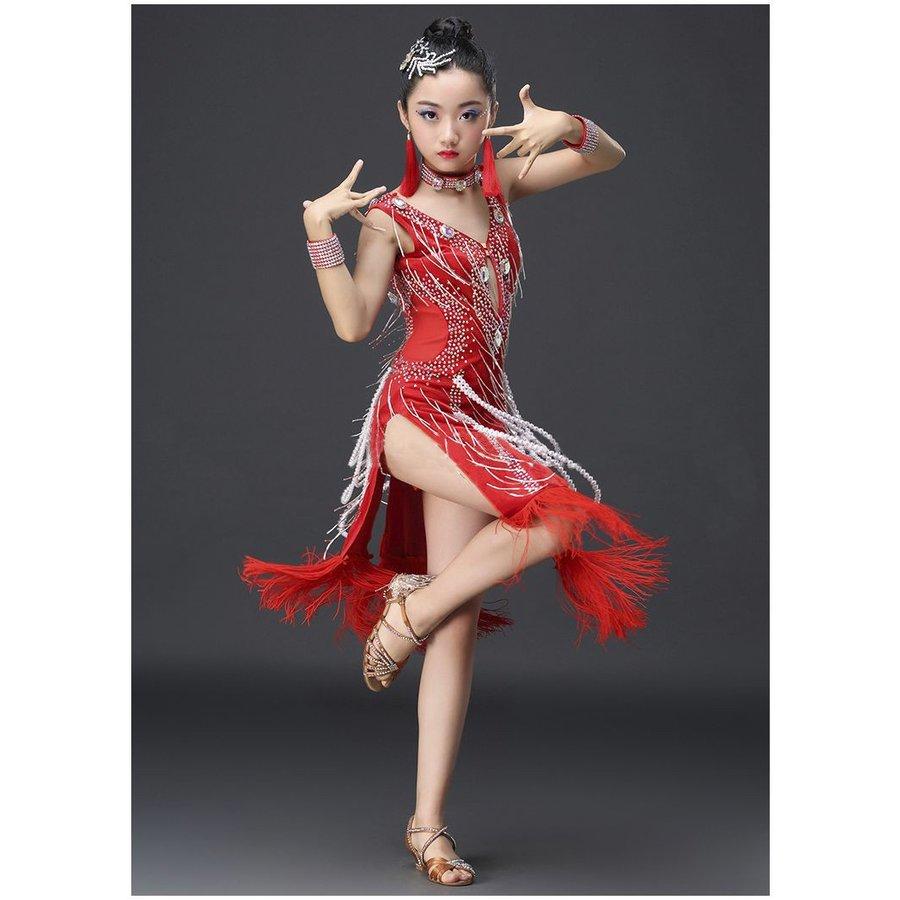 ダンス用衣装 ワンピース 膝下 袖なし ノースリーブ ダンス用ドレス ダンスウエア ダンスウェア セクシー フェイクパール ビジュー ラインストーン 