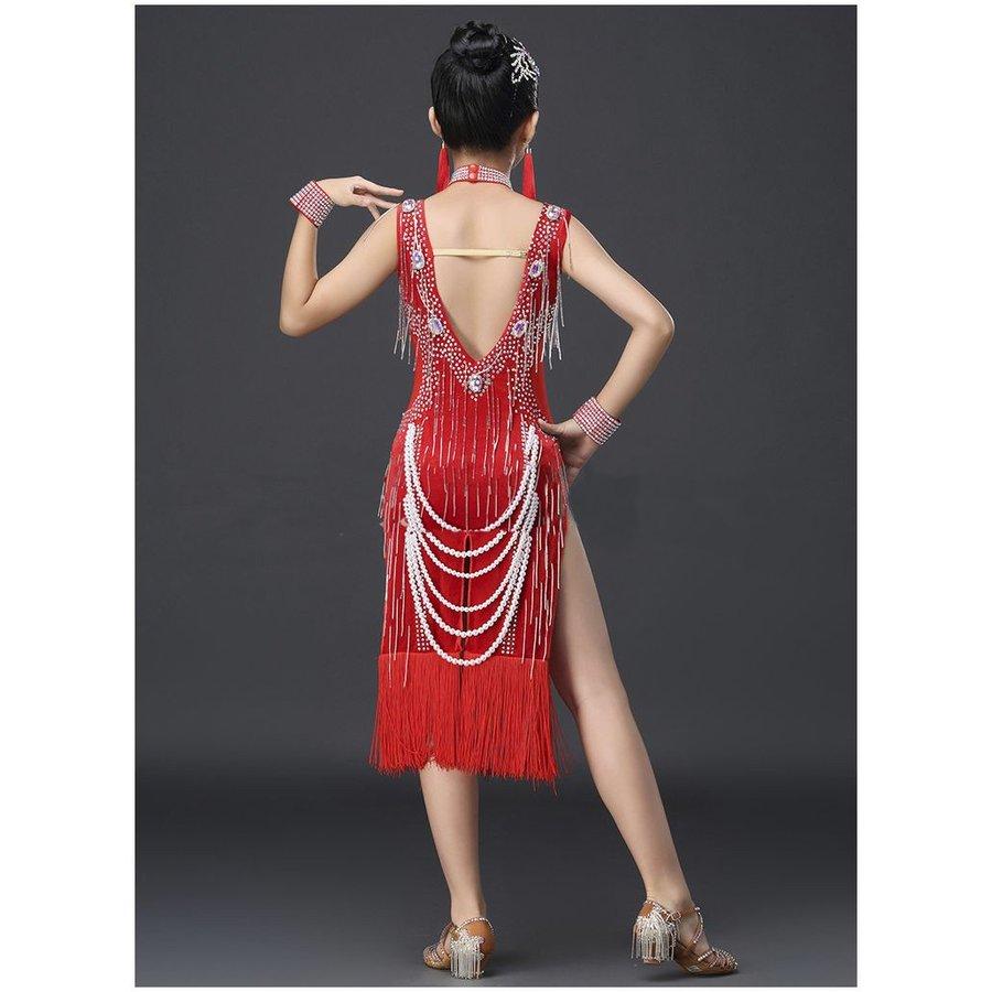 ダンス用衣装 ワンピース 膝下 袖なし ノースリーブ ダンス用ドレス ダンスウエア ダンスウェア セクシー フェイクパール ビジュー ラインストーン 