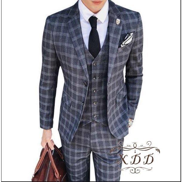 チェック柄 スーツ スーリピーススーツ メンズ 紳士服 フォーマル ビジネス 3点セット ジャケット ベスト パンツ カジュアル 通勤 就活 結婚式 宴会 披露宴 上品