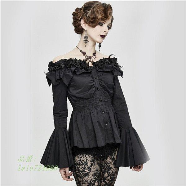 ヨーロッパ中世公爵 ブラウス 宮廷服 上着 ブラウス パンク ゴシック風 シャツ ゴシック ロリータ服 ステージ トップス コスチューム トップス レディース C Cool Beauty ブラック 王子様 演劇 製作元直販