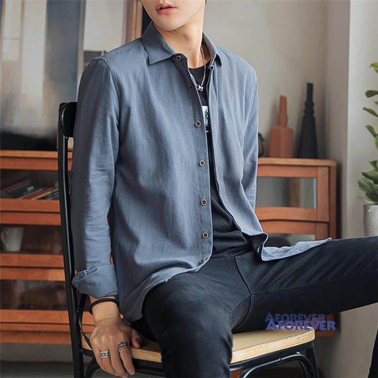 白シャツ カジュアルシャツ メンズ 長袖 シャツ 無地シャツ ビジネス 秋服 トップス お兄系 30代 40代 贅沢屋の