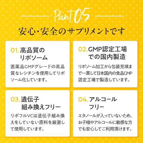 リポソーム ビタミンC 100％ 2800mg 医師監修 国内製造 イギリス産ビタミンC使用 栄養機能食品 サプリ Lipoful VC リポフルVC お試し5本 | エクセレントメディカル | 12