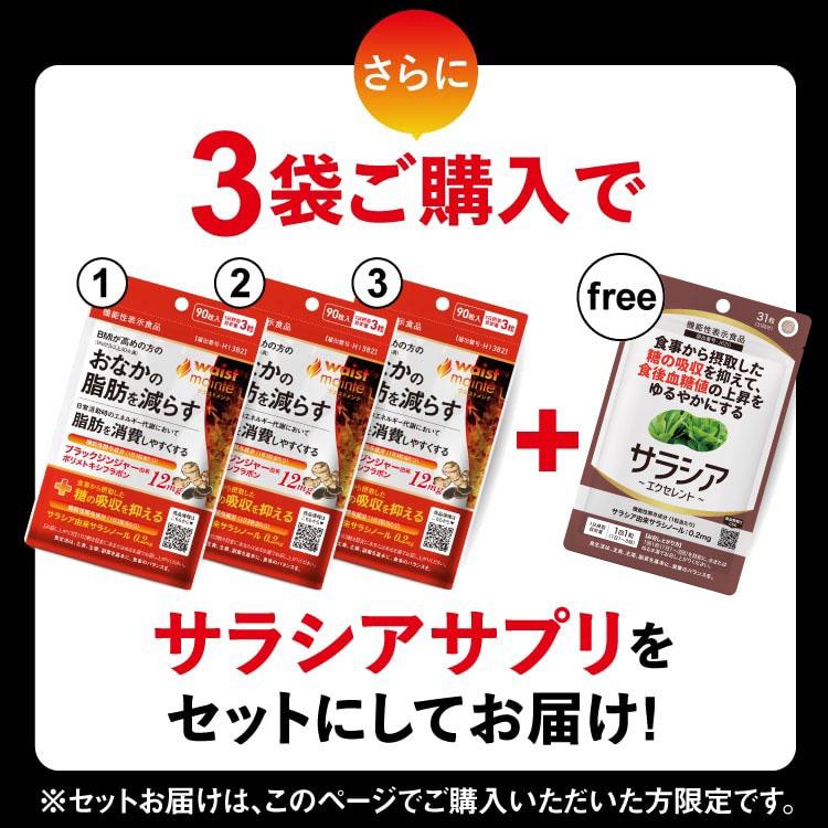 ブラックジンジャー サラシア サプリ BMIが高めの方の おなかの脂肪を減らす ウエストメンテ 機能性表示食品 90粒 約１ケ月分 燃焼系 | エクセレントメディカル | 02