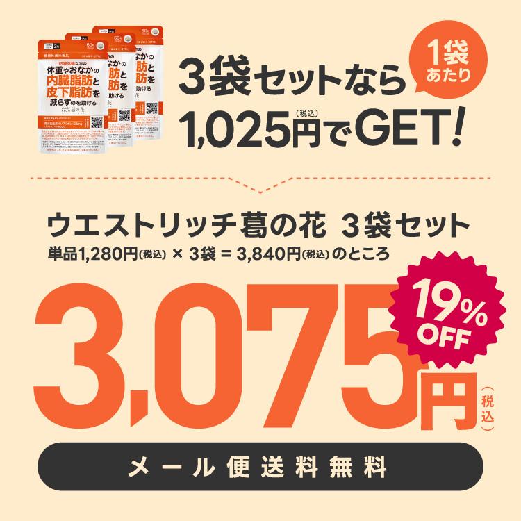 葛の花 サプリメント 肥満気味な方 おなかの 内臓脂肪 皮下脂肪 ウエスト周囲径 減らす ウエストリッチ 葛の花 30日分 3袋 機能性表示食品 | エクセレントメディカル | 01