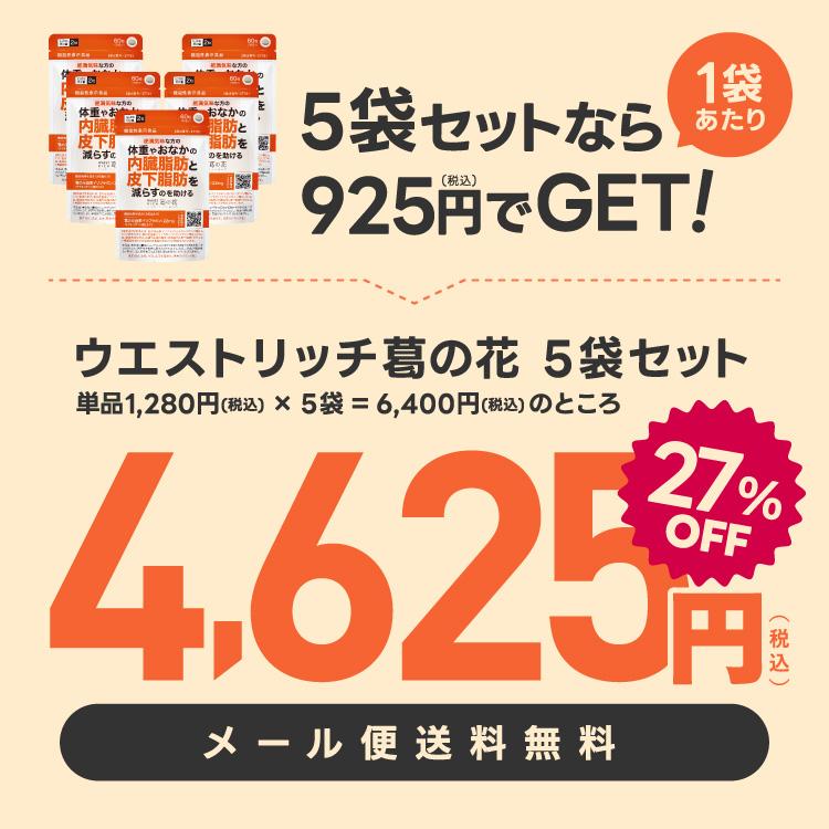 葛の花 サプリメント 肥満気味な方 おなかの 内臓脂肪 皮下脂肪 ウエスト周囲径 減らす ウエストリッチ 葛の花 30日分 5袋 機能性表示食品 | エクセレントメディカル | 01