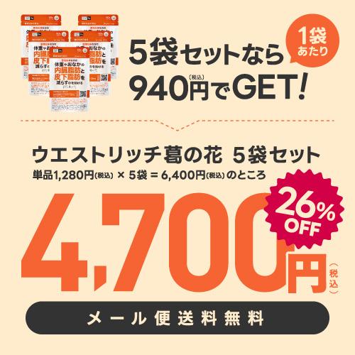 葛の花 サプリメント 肥満気味な方 おなかの 内臓脂肪 皮下脂肪 ウエスト周囲径 減らす ウエストリッチ 葛の花 30日分 5袋 機能性表示食品 | エクセレントメディカル | 01