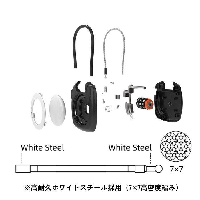 AirTagホルダー ケース ダイヤル式ワイヤーロック airtag エアタグ 鍵 盗難防止 紛失防止 追跡 ダイヤルロック apple アップル | ブランド登録なし | 02