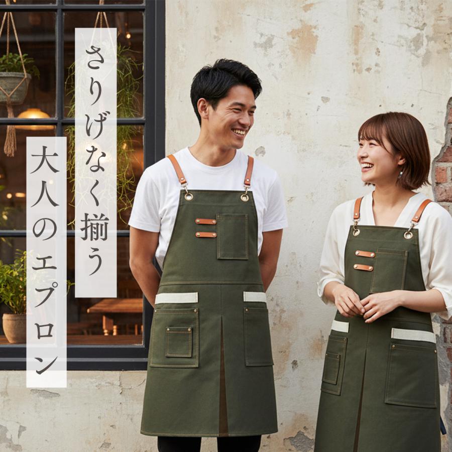 エプロン ワークエプロン おしゃれ キャンバス 男女兼用 ポケット 多い DIY ガーデニング カフェ 料理 キャンプ アウトドア 作業用 職人 無地 | ブランド登録なし | 01