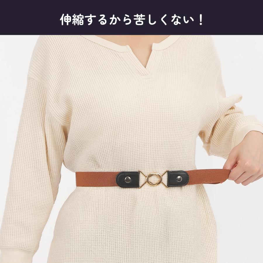 ベルト レディース ゴムベルト 2way 穴なし ゴム スーツ 3cm 細め 隠し 黒 かわいい おしゃれ 幅 30mm ワンタッチ 隠し 隠れ シー | ブランド登録なし | 07