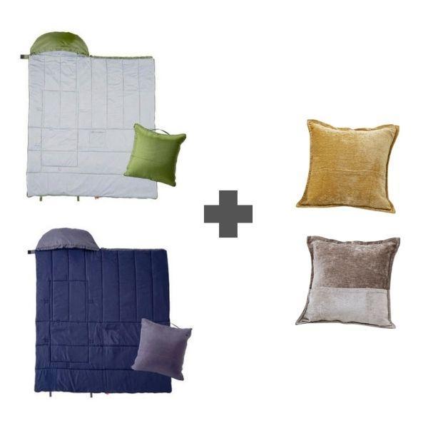プロイデア SONAENO ソナエノ 多機能寝袋 + クッションカバー ダークグレー/オリーブグリーン イエロー/グレージュ PROIDEA | ドリーム