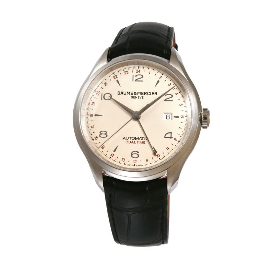 腕時計 ボーム&メルシエ クリフトン デュアルタイム デイト シルバーダイアル メンズ