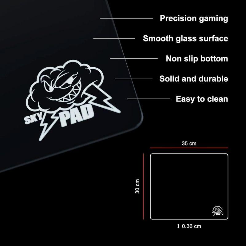 楽天総合1位受賞！  SkyPAD 3.0 ゲーミングガラスマウスパッド｜eスポーツマウスパッド ラージサイズ｜精度とスピードを向上させた特殊ガラス面（黒・ロゴバ