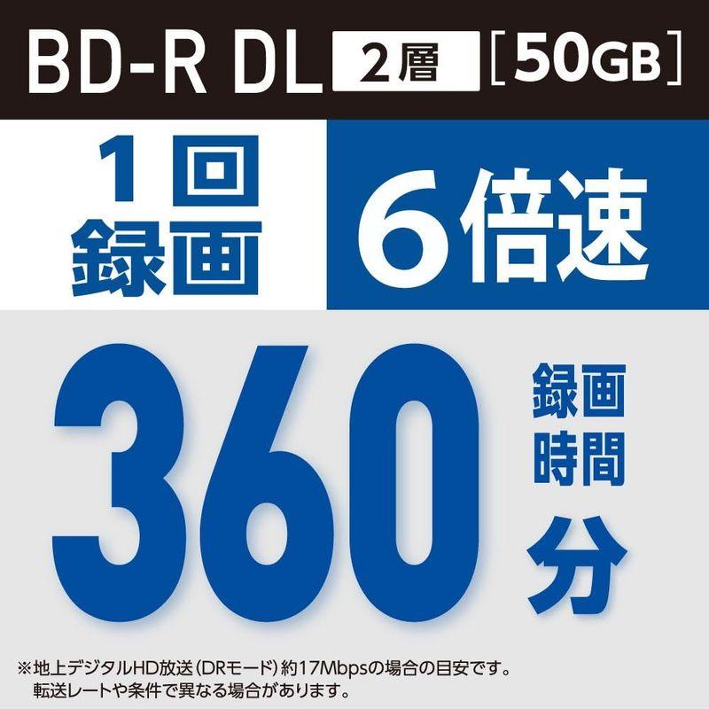 おむつ Verbatim バーベイタム 1回録画用 ブルーレイディスク BD-R 50GB 50枚 ホワイトプリンタブル 片面2層 1-6倍速 VB
