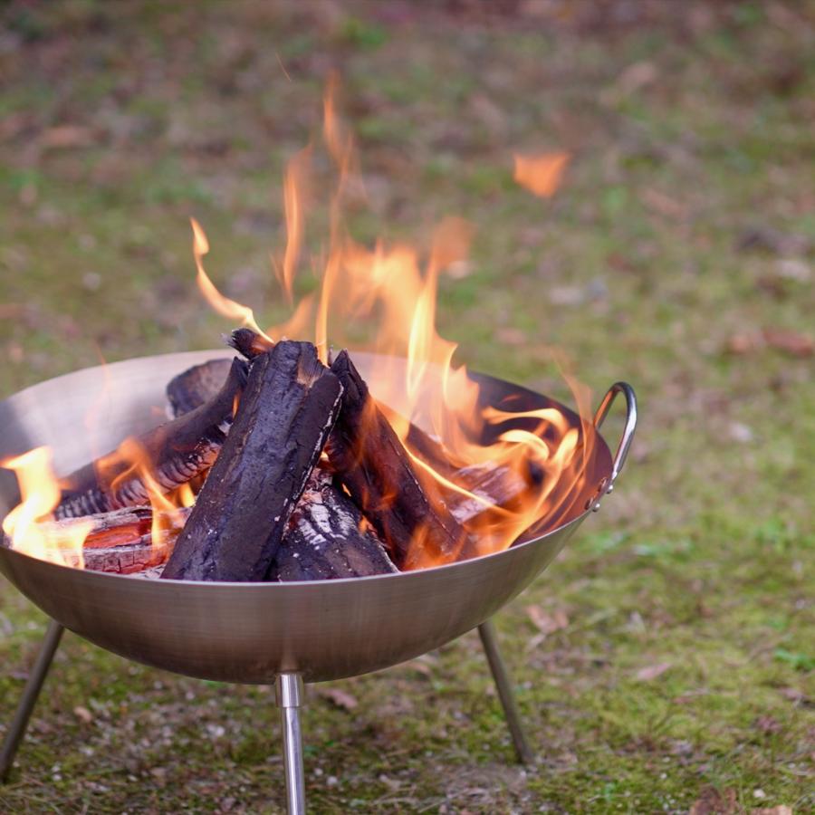 中華鍋型焚火台、ステンレス製、焚き火で鍋料理にも使えます cacomoca Fire Pit WOK 50cmファイヤーピット・ワック 50cm |  | 04
