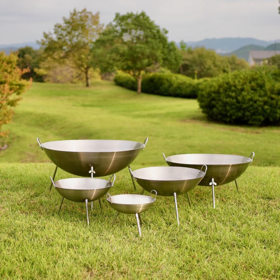 中華鍋型焚火台、ステンレス製、焚き火で鍋料理にも使えます cacomoca Fire Pit WOK 50cmファイヤーピット・ワック 50cm |  | 08