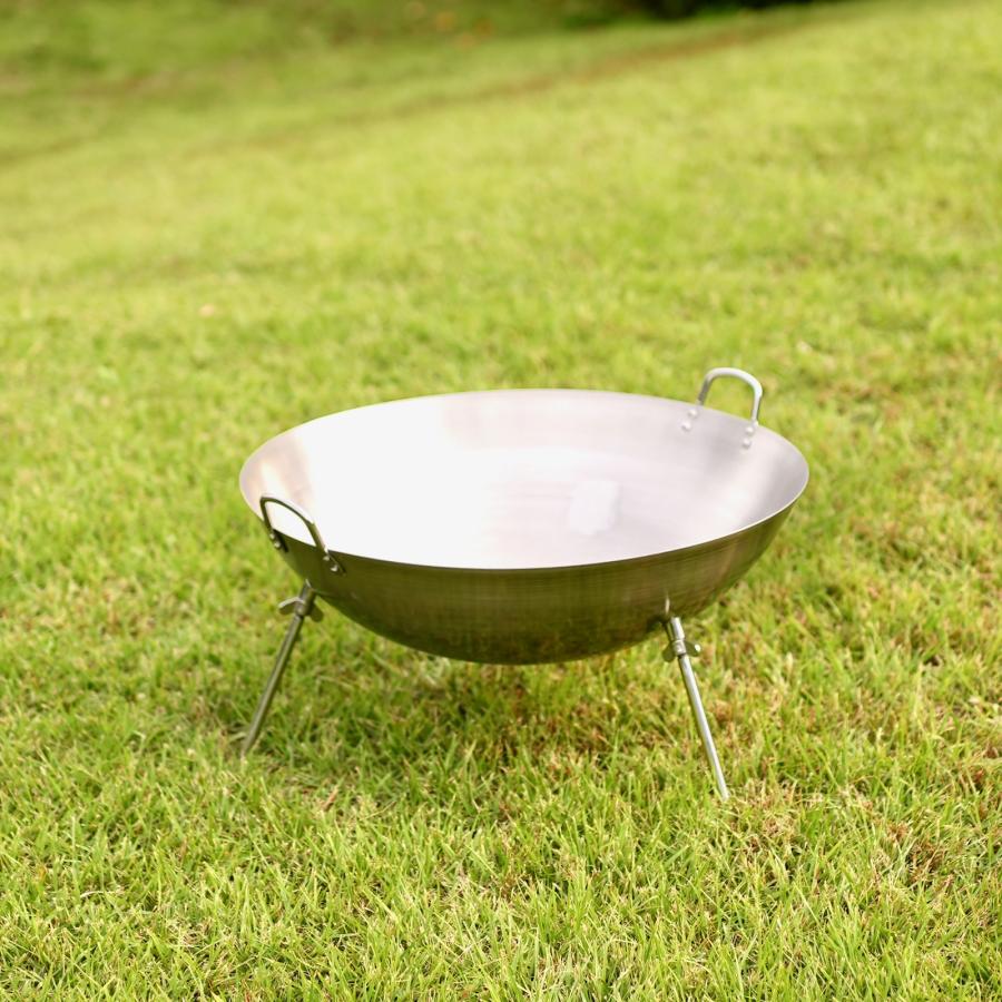 中華鍋型焚火台、ステンレス製、焚き火で鍋料理にも使えます cacomoca Fire Pit WOK 65cmファイヤーピット・ワック 65cm |  | 03